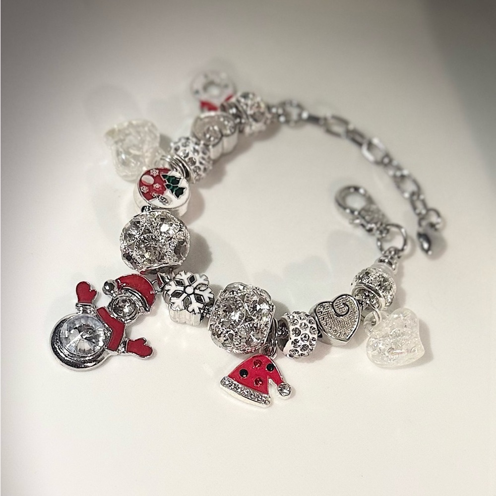 Festive Silver and Red Christmas Charm Bracelet - Picture 6 of 6